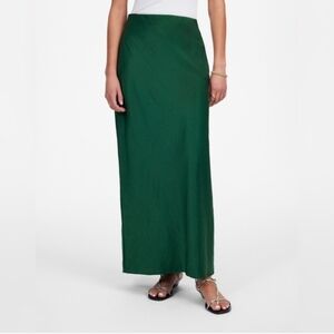 Madewell Satin Maxi Slip Skirt with Slit In Green Size 4